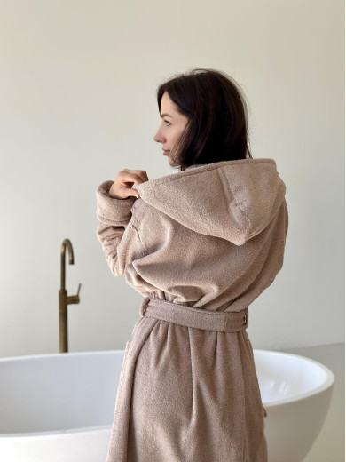 Бежевый женский махровый халат Cosy 925H2/2
