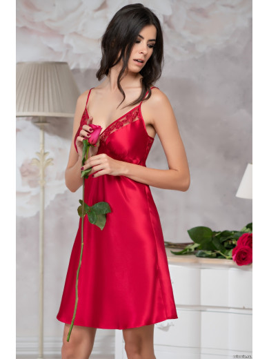 Ночная атласная сорочка белая "Марисия" 8581