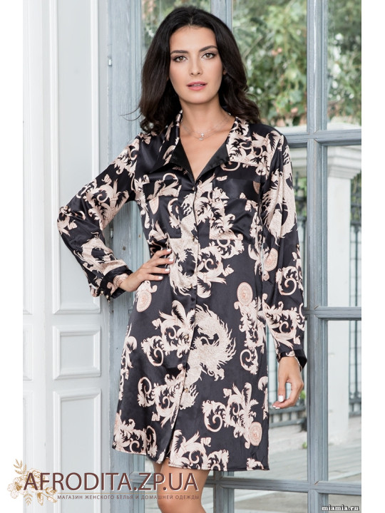 Атласний халат на гудзиках "Версаче Голд" 9937