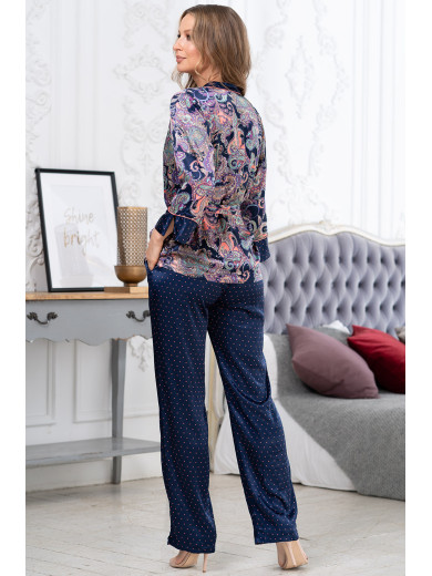  Жіноча шовкова піжама зі штанами "Еттро" 3518