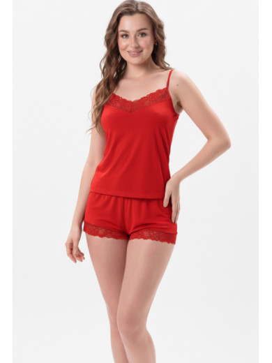 Женская пижама с шортами Shato 2437 красный