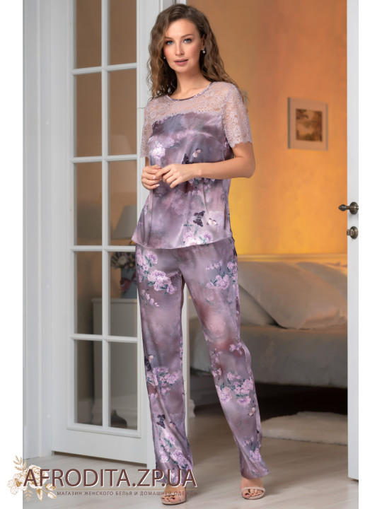 Женская шелковая пижама с брюками "Аврора" 3656