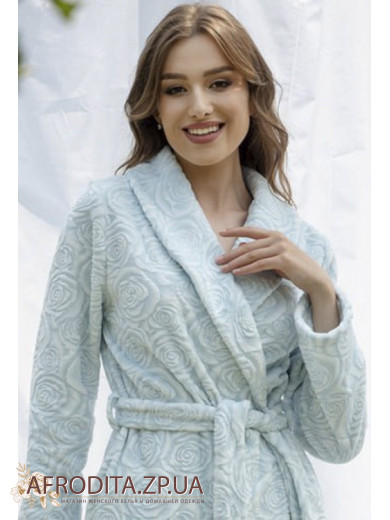 Женский теплый халат Shato 2333 light blue rose 3D