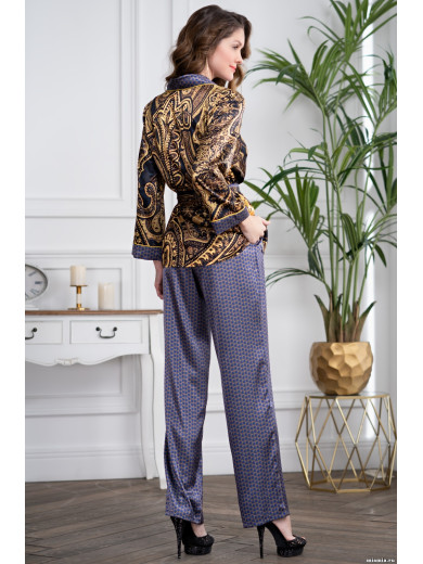 Жіноча шовкова піжама зі штанами "Армані Голд" 3426