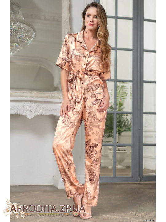 Пижама шелковая с брюками "Летуаль" 3436
