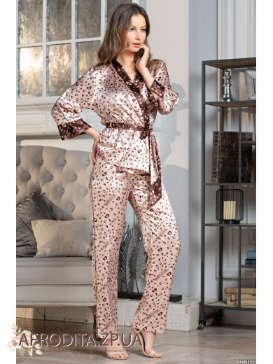  Піжама атласна з брюками "Ірен" 7038