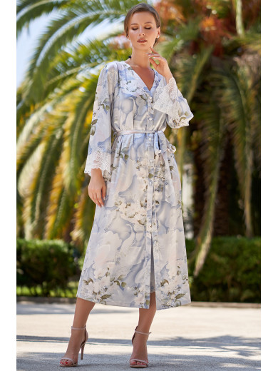 Жіночий довгий шовковій халат "Новела" 3609