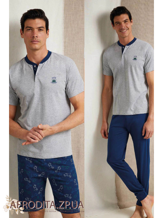 Домашний мужской комплект тройка: футболка, брюки и шорты Enrico Coveri EP1165