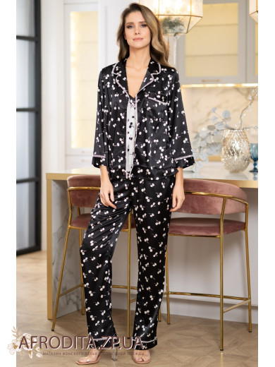  Піжама жіноча зі штанами "Зимова Вишня" 7158