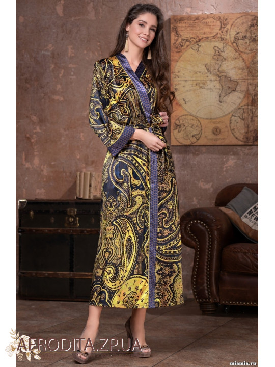 Жіночий довгий шовковий халат "Армані Голд" 3499