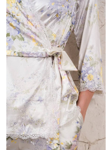 Шелковая женская пижама с брюками "Ліліанна" 5995