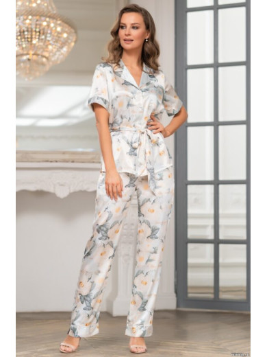 Женская атласная пижама со штанами "Софи" 8846