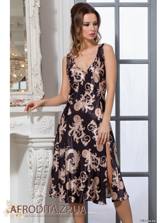 Женская атласная сорочка "Версаче Голд" 9935