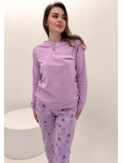 Піжама з бавовни зі штанами Oronero OD470-1 лаванда