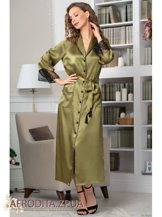Жіночий шовковий халат на гудзиках "Олівія" 3649