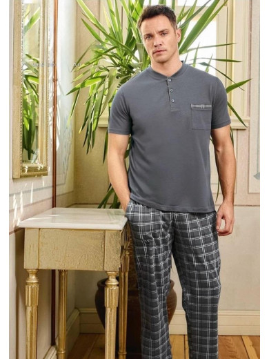 Серая мужская пижама из хлопка PIJAMONI PJ6850-15