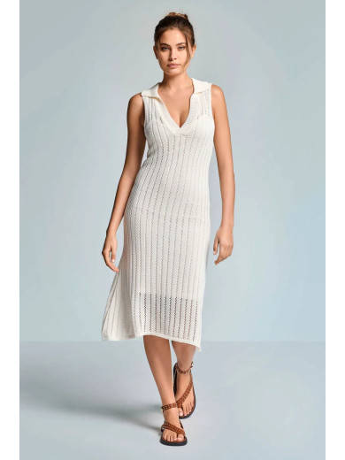 В'язана літня сукня білого кольору Iconique IC26-105