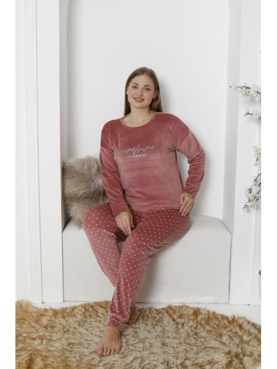 Женская велюровая теплая пижама PIJAMONI PJ4230-2