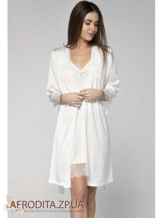 Женский атласный халат Shato 2210/1 белый