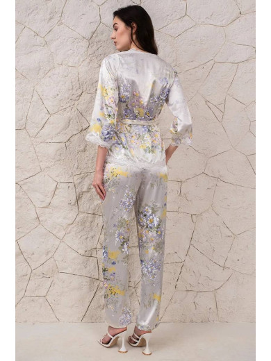 Шелковая женская пижама с брюками "Ліліанна" 5995