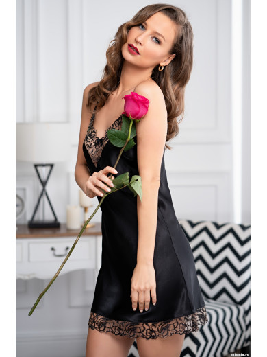 Женская ночная сорочка черная "Аманда" 3630