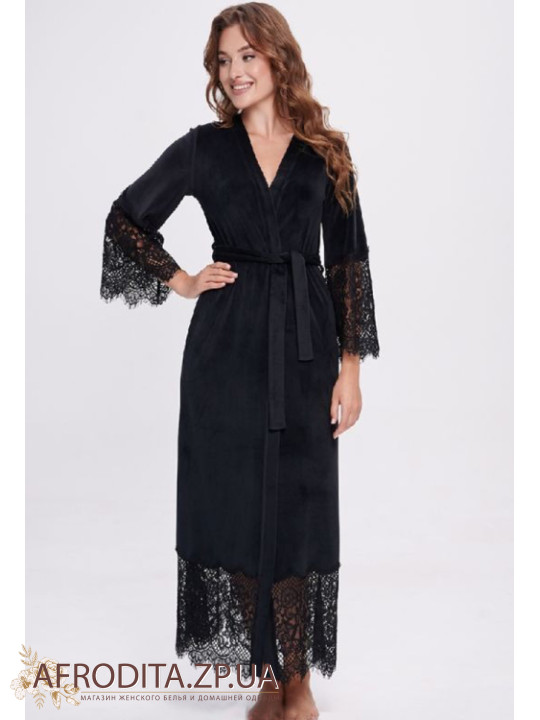 Женский велюровый халат Shato 1931 черный