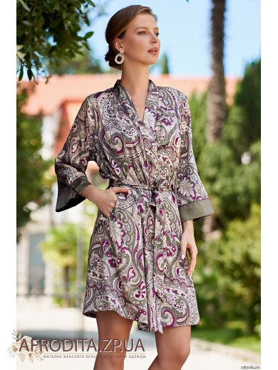Жіночий шовковий халат "Эстель" 3613