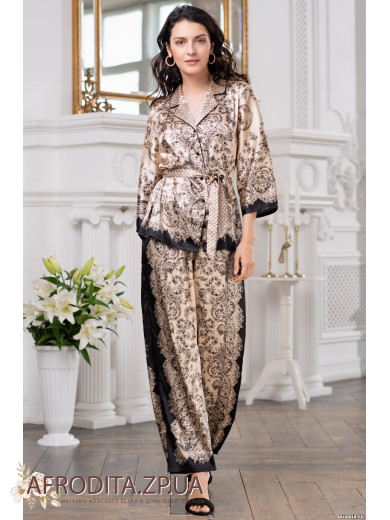 Піжама жіноча шовкова зі штанами "Пенелопа" 3696