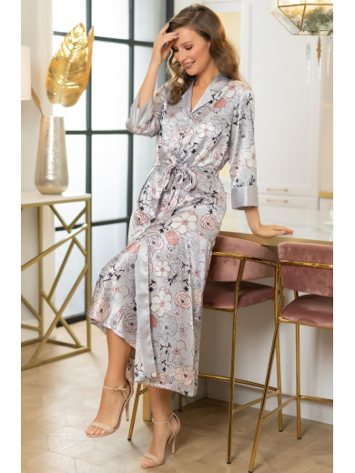 Жіночий атласний халат на гудзиках "Ніколь" 7149