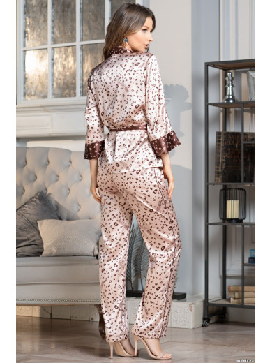 Пижама атласная с брюками "Ирэн" 7038
