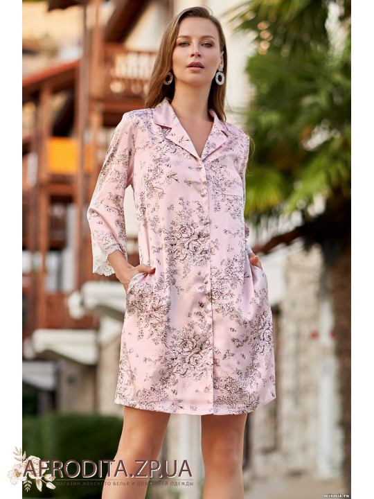  Халат на гудзиках атласний "Розмарі" 8697