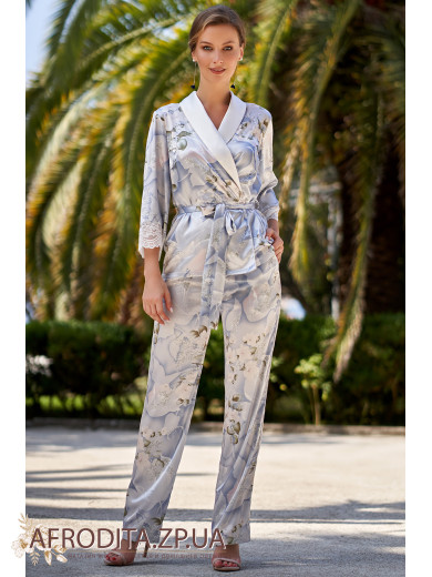 Пижама шелковая с брюками "Новелла" 3606