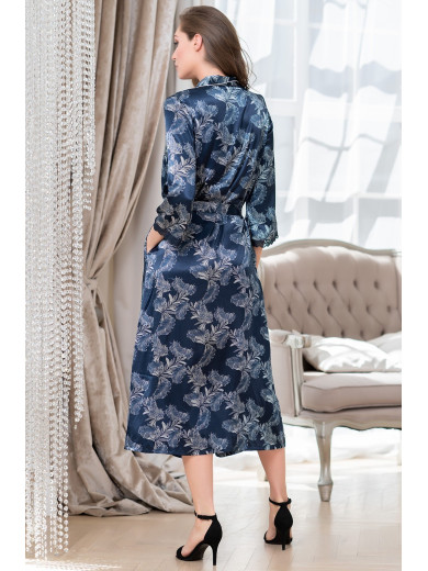  Довгий шовковий халат на ґудзиках "Ванесса" 3779