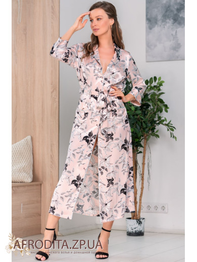  Жіночий шовковий халат на гудзиках "Флавія" 3759