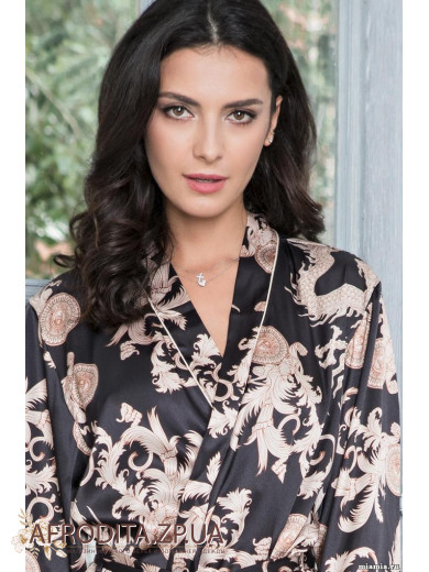 Жіночий атласний халат "Версаче Голд" 9933