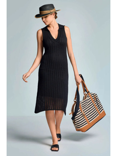 В'язана літня сукня чорного кольору Iconique IC26-105
