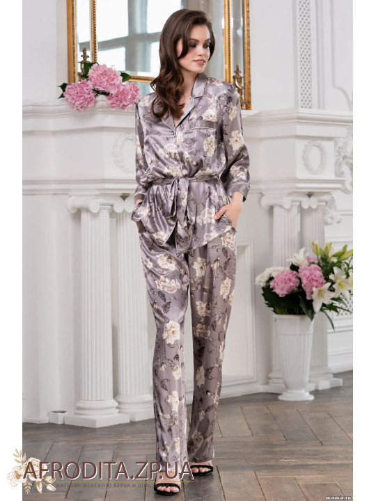 Женская шелковая пижама с брюками Грация 3206