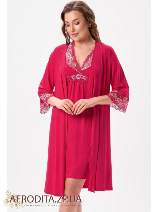Женский халат из вискозы Shato 2625/1 малиновый