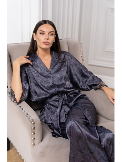 Жіноча шовкова піжама зі штанами Алетта 4446