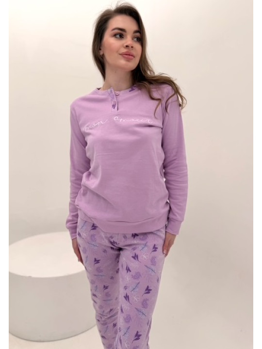 Пижама из хлопка со штанами Oronero OD470-1 лаванда