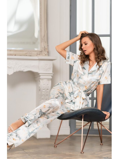 Женская атласная пижама со штанами "Софи" 8846