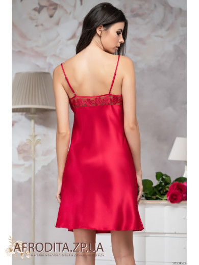 Ночная атласная сорочка белая "Марисия" 8581