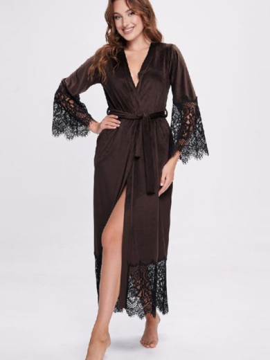 Жіночий велюровий халат Shato 1931 коричнєвий