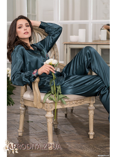 Жіноча шовкова піжама зі брюками Валенсія 3266-1