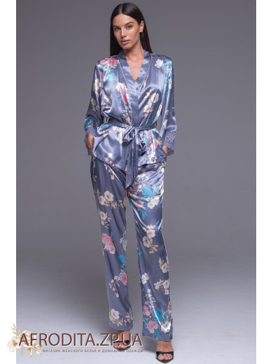 Женская шелковая пижама-тройка Генриетта 3751