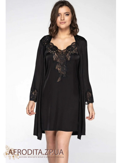 Жіночий чорний халат Shato 2001/1