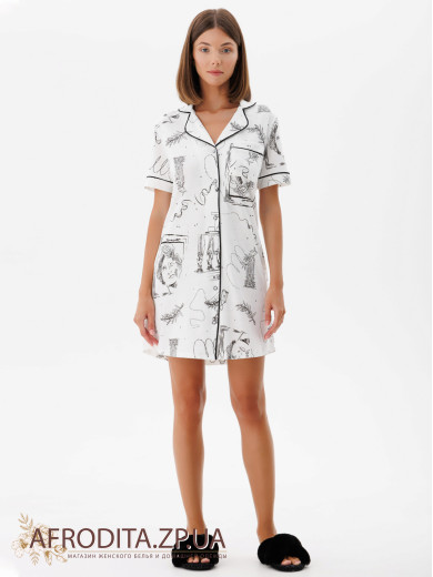 Короткий халат на ґудзиках 1695-15007