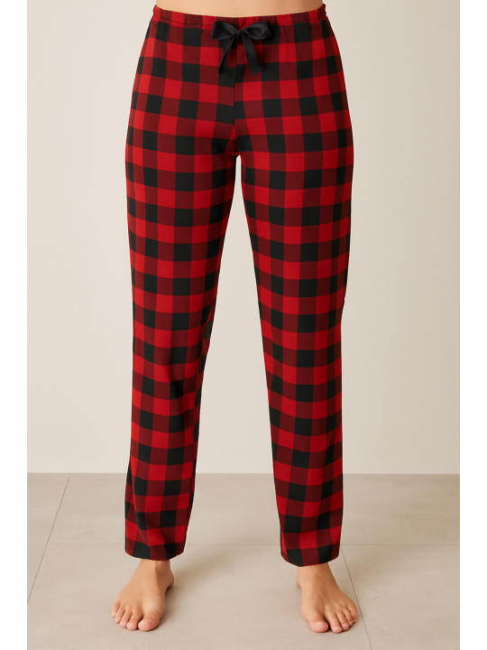 Утепленные домашние штаны в клетку PIJAMONI PJ565