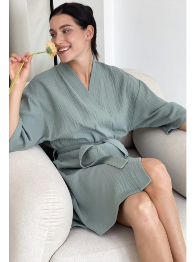 Серый муслиновый халат Cosy 82925