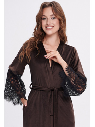 Жіночий велюровий халат Shato 1931 коричнєвий